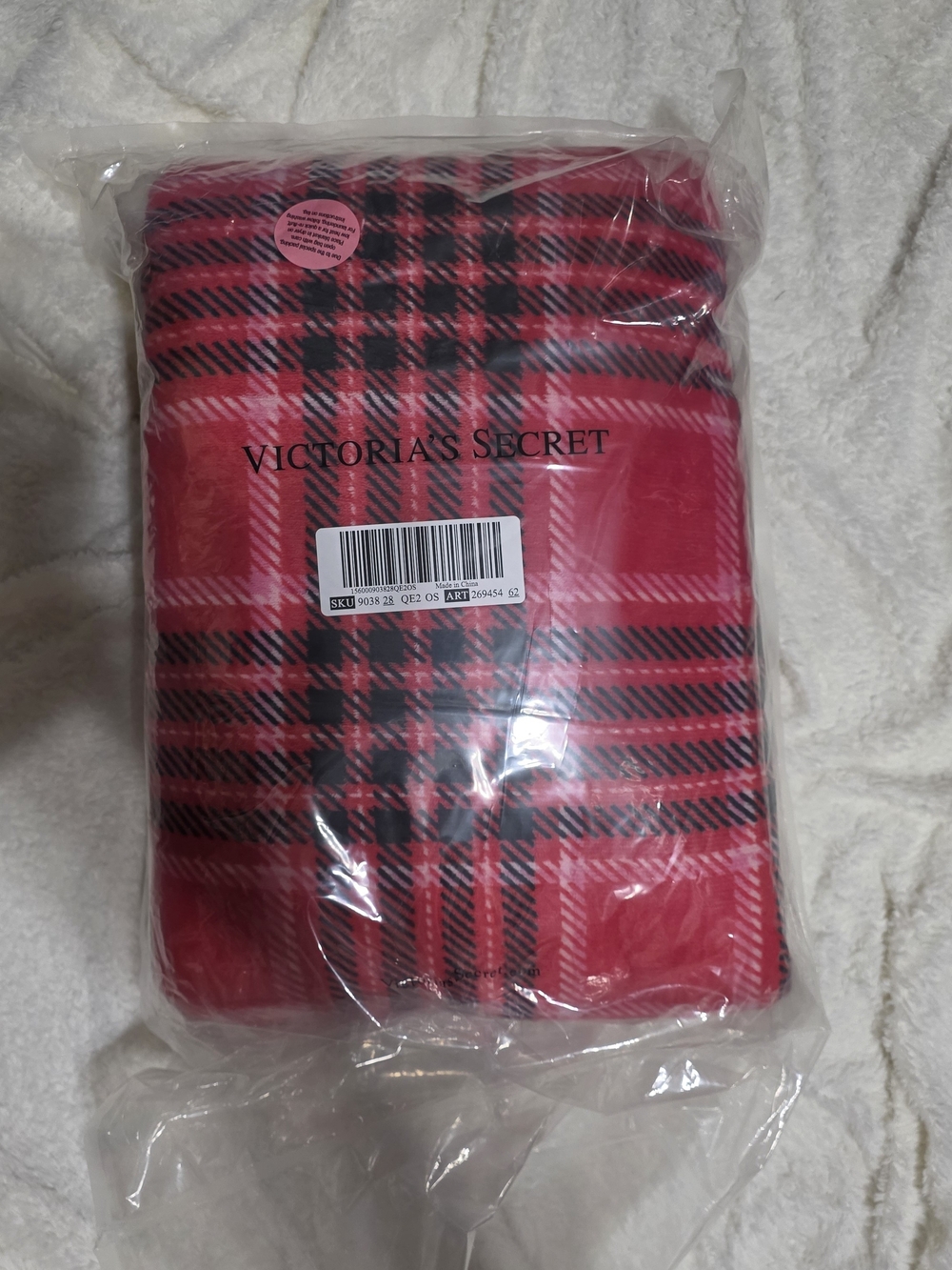 Victoria's Secret Red Plaid Throw Blanket